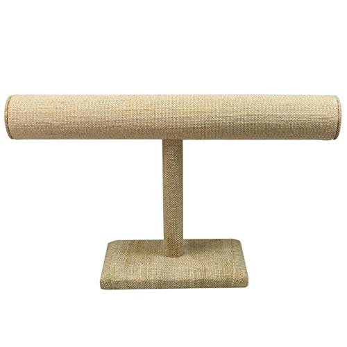 Ikee Design - Soporte de exhibición de joyería con barra en T de madera, con soporte para pulsera, reloj, 30 cm de ancho x 7 cm de profundidad x 7 cm de alto
