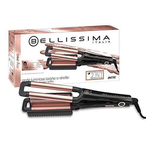 Imetec - Plancha de cabello Bellissima My Pro Beach Waves GT20 400, revestimiento de cerámica, ondulado ancho y estrecho, efecto natural, 3 niveles de temperatura 160-200 °C Imetec - Plancha de cabello Bellissima My Pro Beach Waves GT20 400, revestimiento de cerámica, ondulado ancho y estrecho, efecto natural, 3 niveles de temperatura 160-200 °C