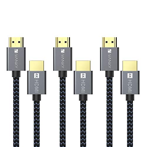 iVANKY Cable HDMI 2 Metros, HDMI 2.0 Cable 18Gbps, Compatible con 4K@60HZ, Ultra HD, 3D, Full HD 1080p, HDR, ARC, Alta Velocidad con Ethernet, PC, Xbox PS3/4, BLU-Ray, Xbox, HDTV Ultra HD, 3 Unidades
