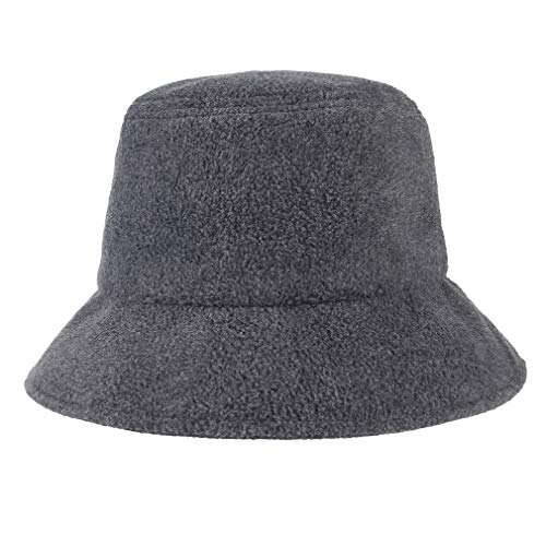 Jelord - Sombrero de Pescador Plegable Bucket Hat Al Aire Libre Gorro Pescador Mujer Cálido para Otoño Invierno de Tela Felpa Unisex 54-57 cm