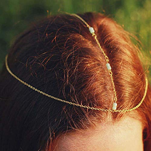 Jovono Cadena de cabeza simple con diadema de cuentas, accesorios para el pelo de boda para mujeres y niñas