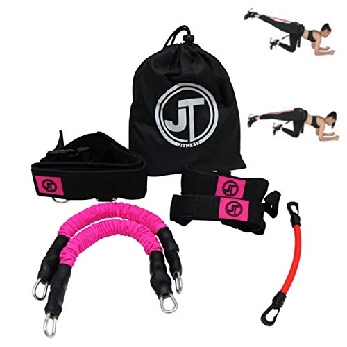 JT Fitness Booty Cinturón de banda de resistencia para piernas en casa, gimnasio, entrenamiento, entrenamiento de fitness, manual de instrucciones del usuario y guía de entrenamiento incluido