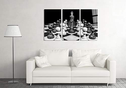 Juego de ajedrez en blanco y negro con impresión fotográfica de cristal templado para pared