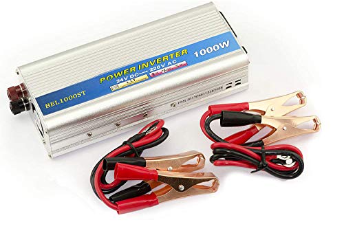 Kalea-Informatique – Convertidor de tensión (24 V en 220 V AC – DC) – Potencia 1000 Watts (2000 W en cresta) – Profitez de una toma Sector en 220 V a partir de una fuente en 24 V.