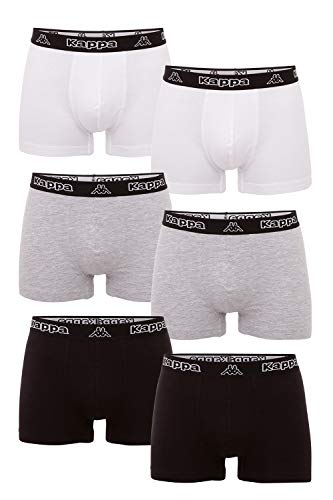 Kappa VINESTA Retro Pants - Pack de 6 Calzoncillos Ajustados para Hombre, 19-4006, Color Negro, Blanco y Gris, XXXXL