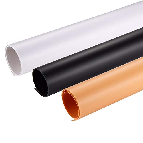 Kingwon Fondo de PVC de 120 x 60 cm/80 x 40 cm, papel de fondo de PVC (naranja + negro + blanco) para fotografía y estudio (120 x 60 cm)