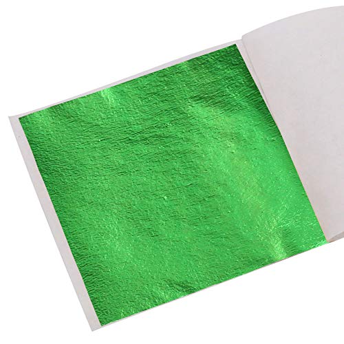KINNO Pan de Oro de Imitación Verde 100 hojas 8x8.5cm para Pintura, Decoración de Uñas, Manualidades, Dorado, Muebles