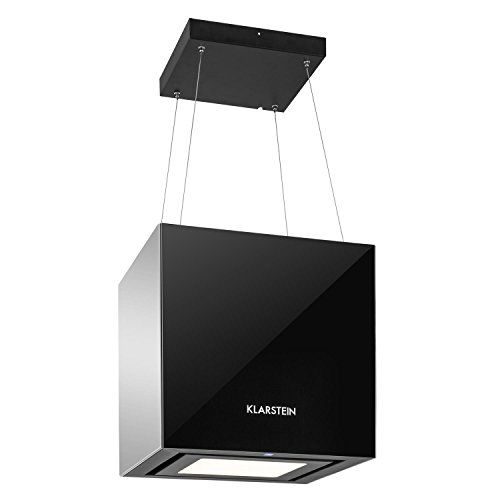 Klarstein Kronleuchter - Campana extractora en isla, Flujo aire hasta 600 m³/h, Iluminación LED, Eficiencia energética Clase A, 3 niveles, Filtro grasa, Control táctil, 45 x 45 x 45 cm, Negro Klarstein Kronleuchter - Campana extractora en isla, Flujo aire hasta 600 m³/h, Iluminación LED, Eficiencia energética Clase A, 3 niveles, Filtro grasa, Control táctil, 45 x 45 x 45 cm, Negro