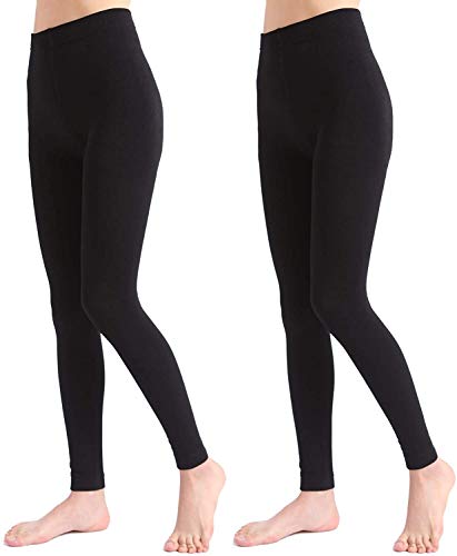 KTYXGKL Leggings Forrados de Felpa para Las Mujeres - 2 Pack Pack Fleece Casas sin Humo, Microfibra y Super Soft Ropa Interior térmica (Color : Black, Size : Large-X-Large)
