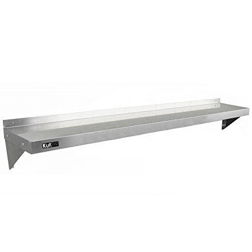 KuKoo - 2 Estantes de Pared 194cm x 30cm de Acero Inoxidable para Cocina Comercial, Café, Bar, Restaurante y Taller