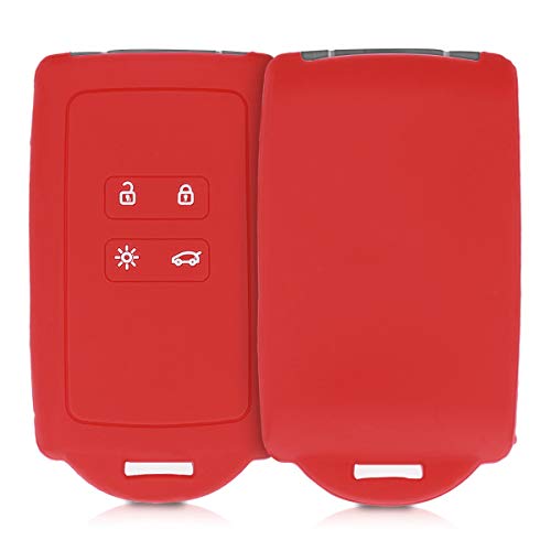 kwmobile Funda de Silicona Compatible con Renault Llave de Coche Smart Key de 4 Botones (Solo Keyless Go) - Carcasa Protectora para Llavero - Case Mando de Auto Rojo