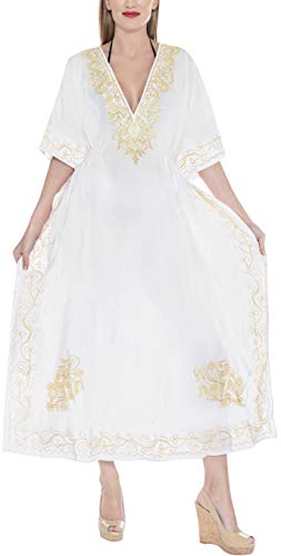 LA LEELA Mujeres caftán Rayón túnica 3D HD Impreso Kimono Libre tamaño Largo Abaya Vestido Jalabiyas de Fiesta para Loungewear Ropa de Dormir Playa Todos los días Cubrir Vestidos Ghosts Blanco_T732 LA LEELA Mujeres caftán Rayón túnica 3D HD Impreso Kimono Libre tamaño Largo Abaya Vestido Jalabiyas de Fiesta para Loungewear Ropa de Dormir Playa Todos los días Cubrir Vestidos Ghosts Blanco_T732