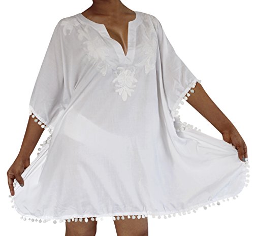 LA LEELA Super Suave la Vendimia rayón Bordado Deja a Mujeres Ocasionales Traje baño Pom Pom Encaje Traje baño Partido Playa la Libertad Encubrir caftán túnica básica Superior Vestido Ghosts Blanco LA LEELA Super Suave la Vendimia rayón Bordado Deja a Mujeres Ocasionales Traje baño Pom Pom Encaje Traje baño Partido Playa la Libertad Encubrir caftán túnica básica Superior Vestido Ghosts Blanco