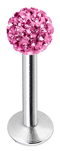 Labret piercing de labios y bandera de Rosa-bling bling-Bola de cristal 16 g-CZ-(1,2) acero quirúrgico capacidad mm