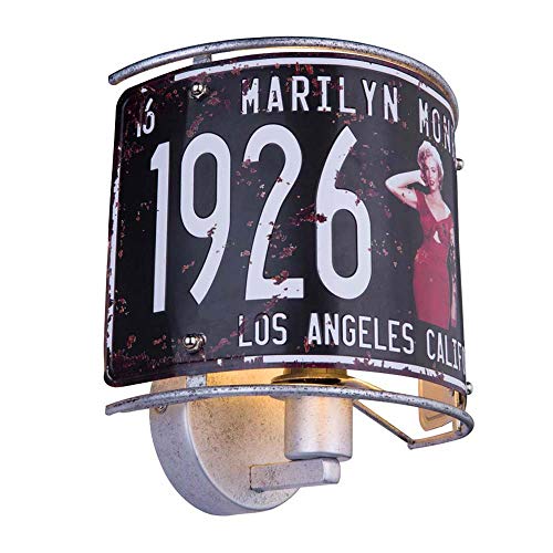 Lámpara de pared con decoración: 1 Monroe hacia arriba, color plateado metálico.