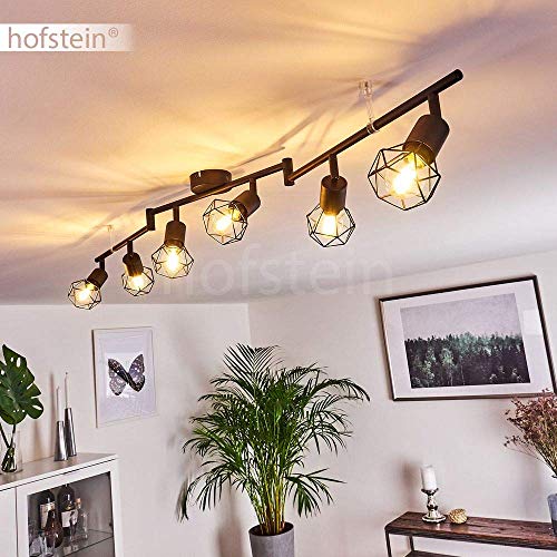 Lámpara de techo Baripada, 6 focos de metal negro, lámpara de techo retro, 6 x E14 máx. 40 W, los cabezales de la lámpara son giratorios y orientables, adecuada para bombillas LED Lámpara de techo Baripada, 6 focos de metal negro, lámpara de techo retro, 6 x E14 máx. 40 W, los cabezales de la lámpara son giratorios y orientables, adecuada para bombillas LED