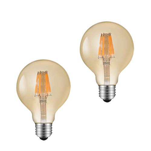 LED Bombilla E27, 6W Equivalente a 60W, 2 x Bombilla LED E27 Vintage, Bombilla Edison No Regulable, 2700K Blanco Cálido LED Bombilla E27, 6W Equivalente a 60W, 2 x Bombilla LED E27 Vintage, Bombilla Edison No Regulable, 2700K Blanco Cálido