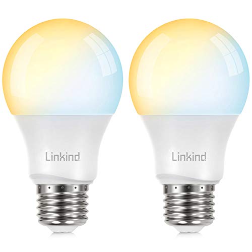 Linkind Pack de 2 bombillas LED inteligentes E27 de 9 W, temperatura de color y brillo controlables mediante aplicación, compatible con Philips Hue y Alexa (requiere concentrador)