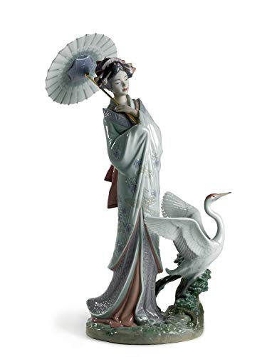 LLADRÓ Figura Mujer Estampa Japonesa. Figura Mujer de Porcelana.