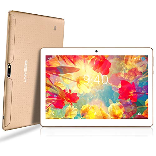 LNMBBS Android 9.0 Tablet de 10'' con WiFi 4GB de RAM y 64 GB de Memoria Tablet PC Procesador de Cuatro núcleos y Dobles Ranuras SIM y una Ranura TF Cámara GPS OTG (Oro)