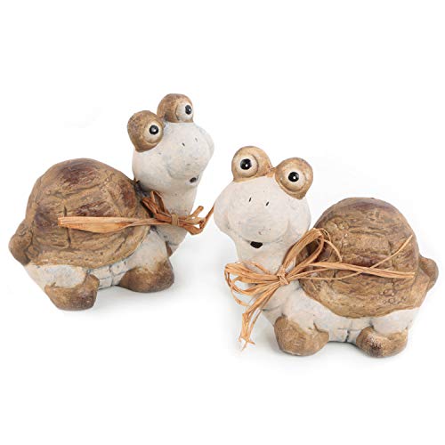 Logbuch-Verlag 2 figuras de tortugas – Pareja de tortugas figura de cerámica 10 cm – Símbolo figura decorativa amor regalo jardín