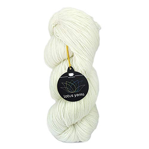 Lotus Yarns Sock 2 lana de merino sin teñir, lana de merino para calcetines, lana tejida a mano y teñida a mano, 5 madejas