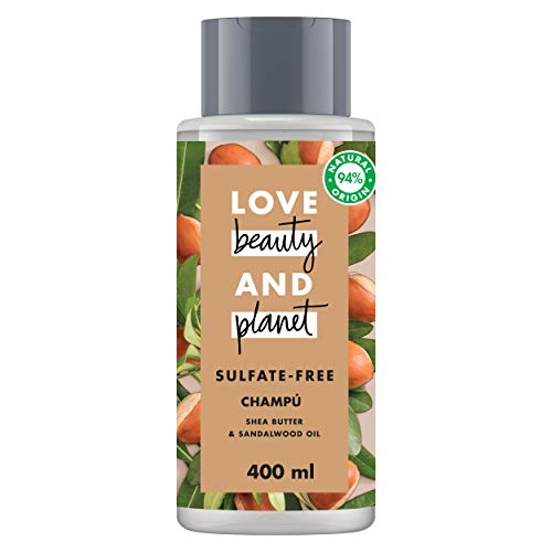 Love Beauty And Planet Manteca de Karité y Sándalo Vegano Champú para Cabello Seco - 400 ml