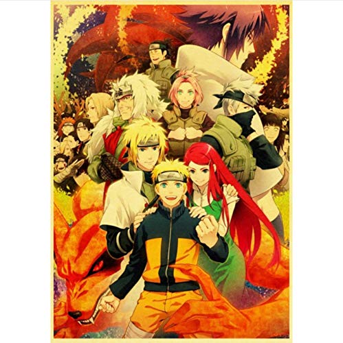 lubenwei Carteles de Naruto de Anime japonés Colección de Figuras de Naruto Pegatinas de Pared de Anime Barras Interiores Cafeterías Pintura Decorativa 40x50cm Sin Marco N-1395