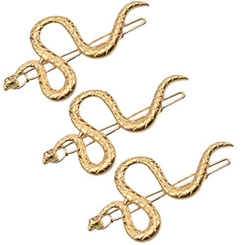 Lurrose 3 Unids Pinza de Pelo de Serpiente en Forma de S Horquillas para El Cabello Ojo de Serpiente Broche de Presión Pinza Vintage Accesorio para El Cabello para Mujeres Niñas