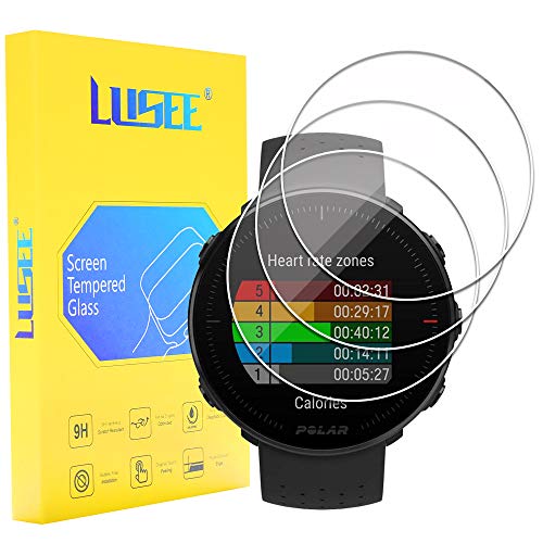 Lusee 3 Piezas Protector de Pantalla para Reloj Smartwatch (Circular, Diámetro: 35mm) Cristal Vidrio Templado [Alta Definición] [Resistente a los arañazos] [Anti-Huellas] 2.5D Protector de Pantalla