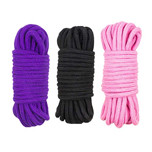 LVE - Cuerda de algodón suave (3 unidades, 10 m/33 pies, cuerda de algodón de 8 mm, multifuncional, gruesa, cuerda trenzada de algodón (rosa)