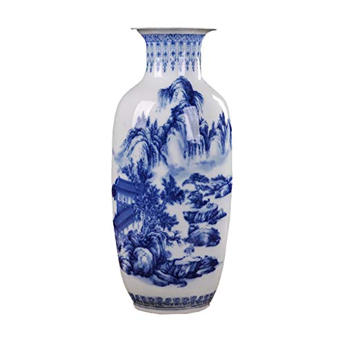 LXJ Jarrón de cerámica de imitación Antigua China Moderno arreglo de Flores hidropónico hogar Sala de Estar decoración artesanía Adornos (Varios tamaños Opcional) (Color : A, Size : 35cm×17cm)