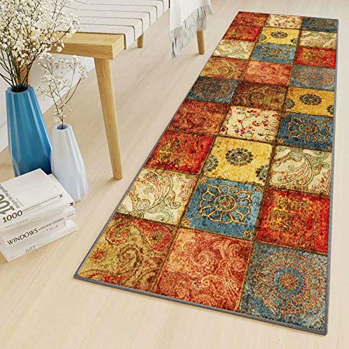 LYYK alfombras Dormitorio 90x360cm por Metros Lavables Antideslizante Baratas alfombras de habitacion pequeñas para Salón Comedor Dormitorio Pasillos Entrada, Color9