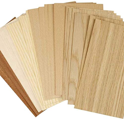 Madera fina, hoja 22x12 cm, grosor 0,5-0,7 mm, haya, roble, caoba, 30hojas surtidas