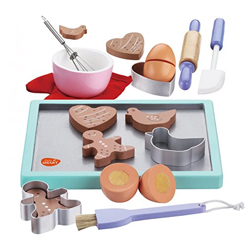 Madera hornear galletas Conjunto, con cocina guante rojo, 20 piezas entre sartén, bol grande, cuenco, pin, espátula, cepillo, guante de cocina, cortadores de galletas, galletas, dos huevos Madera hornear galletas Conjunto, con cocina guante rojo, 20 piezas entre sartén, bol grande, cuenco, pin, espátula, cepillo, guante de cocina, cortadores de galletas, galletas, dos huevos