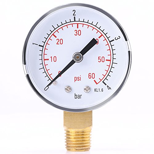 Manómetro para combustible, aire, aceite o agua 0-4 bar / 0-60 psi NPT, 1/4"NPT, montaje inferior