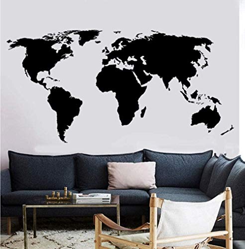 Mapa del mundo Etiqueta de la pared Oficina Sala de estudio Sala de lectura Calcomanía de pared Arte del hogar Decoración de la pared Sala de estar Dormitorio Vinilo extraíble Mural 84 * 42 cm
