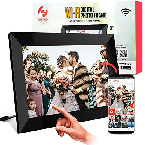Marco de fotos digital WiFi 1080p HD con aplicación gratuita Comparto fotos y videos inmediatamente, Subtítulos personales, Usuarios múltiples, Capacidad de 40.000 imágenes, Configuración fácil