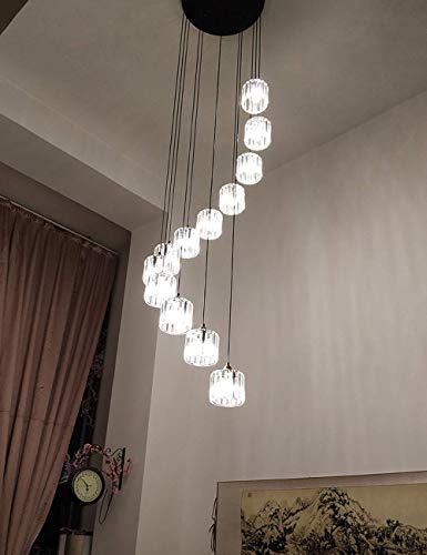 MAZ Escalera de Caracol de Cristal de la Lámpara Pendiente de la Luz Moderna Ático Duplex Villa Hueco de la Sala de la Lámpara Regulable 3 Luz Led de Color Escalera Colgando Colgante de Múltiples Luc MAZ Escalera de Caracol de Cristal de la Lámpara Pendiente de la Luz Moderna Ático Duplex Villa Hueco de la Sala de la Lámpara Regulable 3 Luz Led de Color Escalera Colgando Colgante de Múltiples Luc