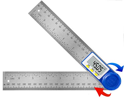 Medidor de Ángulos Digital, Transportador de Angulos Acero Inoxidable Herramientas Carpintería Madera 400mm 360°, Regla Metalica con Función de Bloqueo para Trabajos en casa, Artesanos y Bricolaje Medidor de Ángulos Digital, Transportador de Angulos Acero Inoxidable Herramientas Carpintería Madera 400mm 360°, Regla Metalica con Función de Bloqueo para Trabajos en casa, Artesanos y Bricolaje