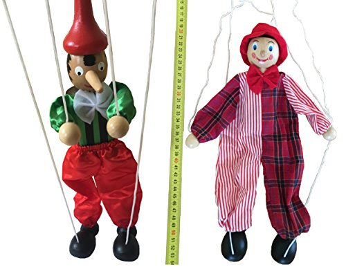 MEIERLE & Söhne Juego de 2 marionetas de madera de casperl, payaso, marioneta, marioneta, marioneta