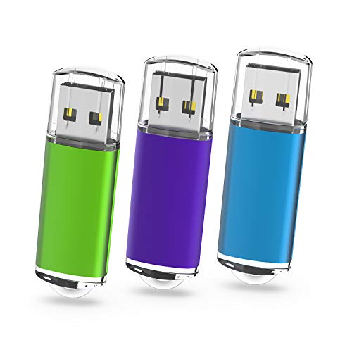Memorias USB 32GB, TOPESEL Pendrives Flash 2.0 USB Sticks Flash Drives Llaves USB, Pack de 3 Unidades, 3 Colores Azul Verde Púrpura