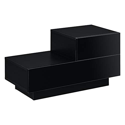 Mesa de Noche con 2 Cajones 38 x 70 x 35 cm Mesita de Noche Cajón en la Parte Derecha Mesilla Armario para Almacenar Negro Alto Brillo Mesa de Noche con 2 Cajones 38 x 70 x 35 cm Mesita de Noche Cajón en la Parte Derecha Mesilla Armario para Almacenar Negro Alto Brillo