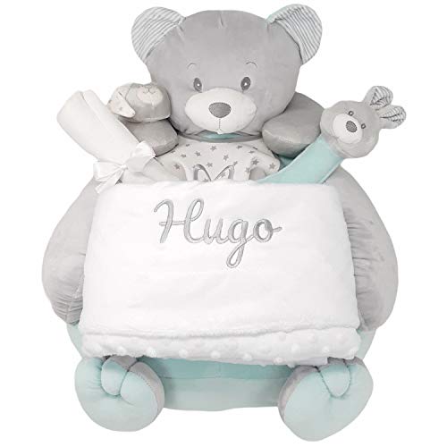 Mi Primer Sillón de Mababy - Canastilla Bebé PERSONALIZADA con el nombre | Cesta Recién Nacido con Sillón y Manta Bordada (Verde) Mi Primer Sillón de Mababy - Canastilla Bebé PERSONALIZADA con el nombre | Cesta Recién Nacido con Sillón y Manta Bordada (Verde)
