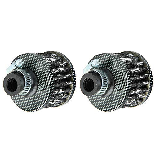 Mintice 2 x 12 mm Mini Fibra de Carbon Universal Motor Cono Coche Filtro de Admisión de Aire Limpio en Frío Turbo Vent Vehículo