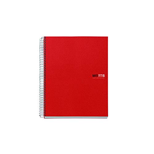 Miquelrius Basicos MR 42003, Cuaderno A5 con Tapa de Polipropileno, 200 Hojas, 5mm, Rojo