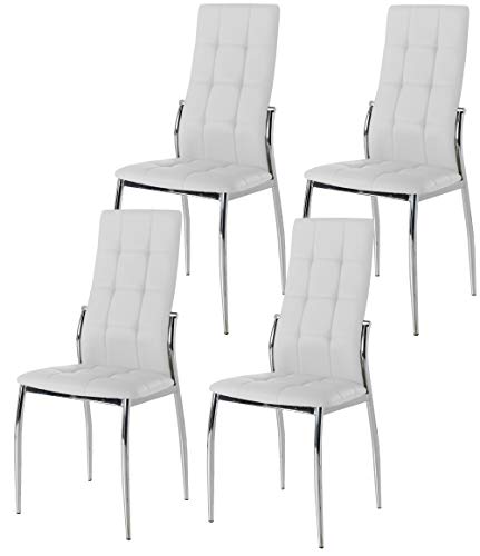 Miroytengo Pack 4 sillas Comedor Salon Blancas Laci Polipiel Estilo Moderno cromadas 101x51x45