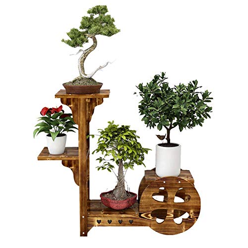 miwaimao Soporte de madera multicapa para flores – Antiguo efecto 4 niveles para jardín, terrazas y terrazas, 60 x 27 x 77 cm (largo x ancho x alto).
