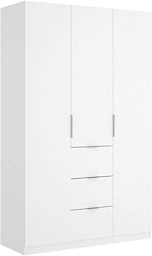 Mobelcenter - Armario 3 Puertas 3 Contenedores Blanco - Armario Matrimonio 204 cm de Altura - Acabado Color Blanco Brillo - Medidas: Ancho: 135 cm x Fondo: 52 cm x Alto: 204 cm - (1050)