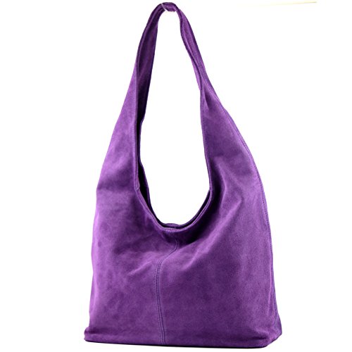 modamoda de - italiana de cuero bolso de gamuza T150, Color:violeta